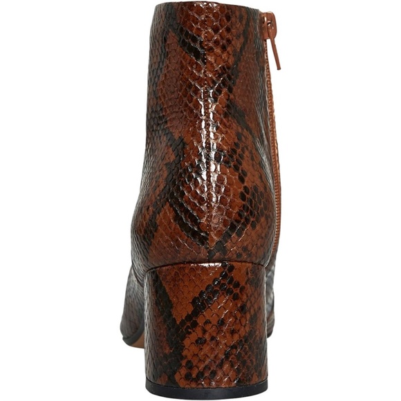 Clarks Sheer Flora 2 Ankle Boots Dark Tan Brown Snake print leather booties 6.5 - Picture 3 of 12